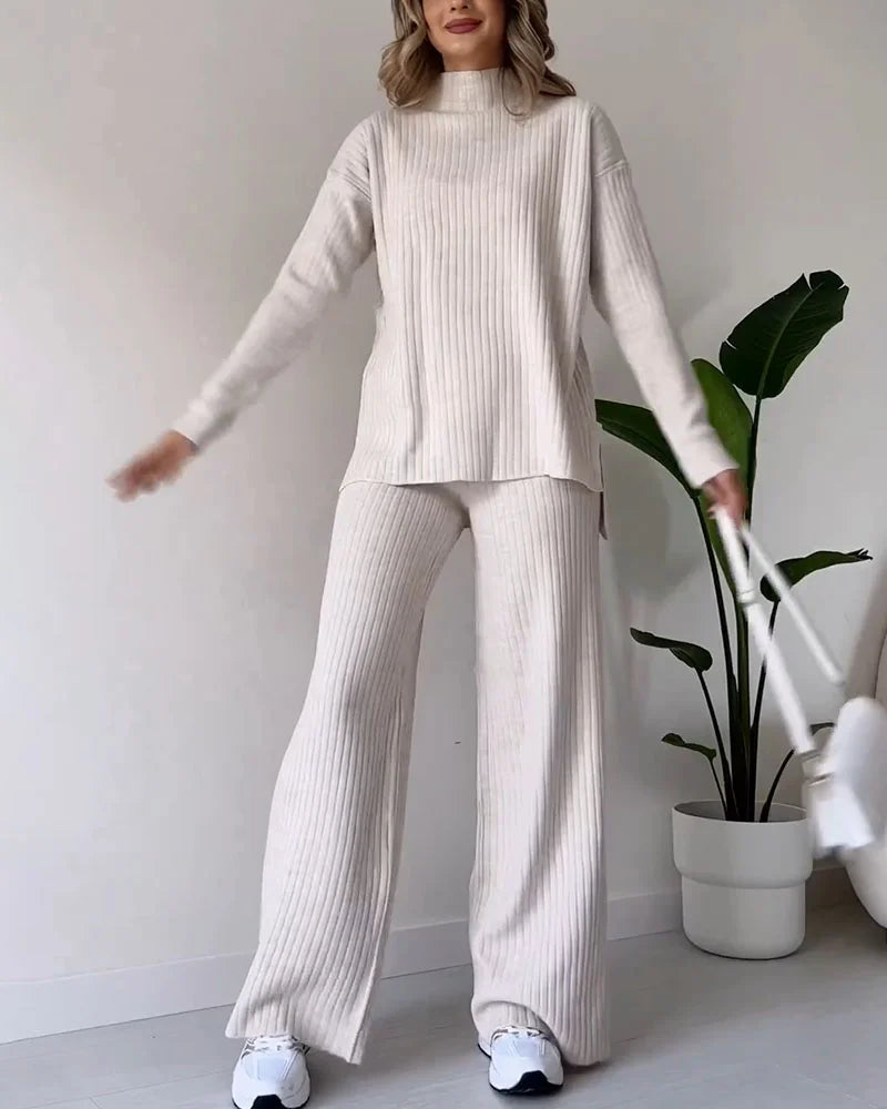Ensemble chic deux pièces avec fente latérale élégante pour un look décontracté