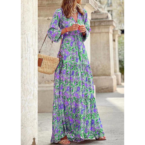 Robe Maxi Elegante Fleurie pour Femme