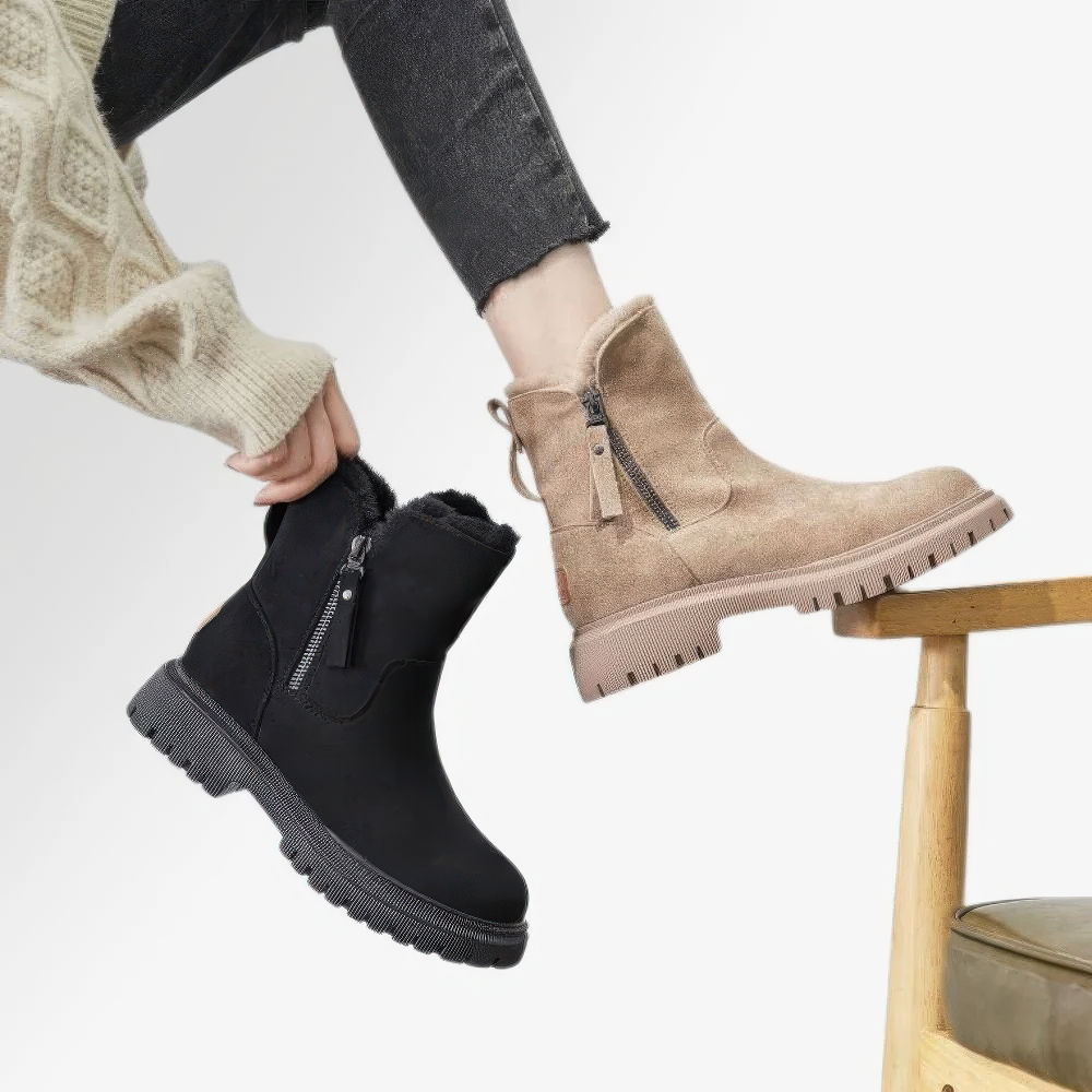 Bottes D'Hiver Chaudes Douillettes Avec Fermeture Éclair Pour Femmes