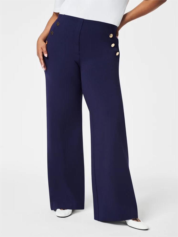Pantalon large taille haute avec confort ventre caché