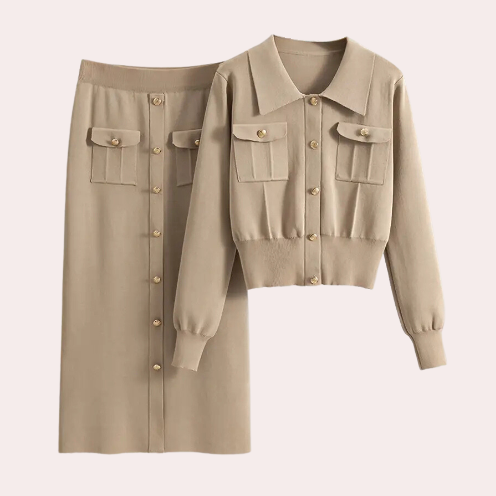 Ensemble à Deux Pièces Boutonné pour Femme