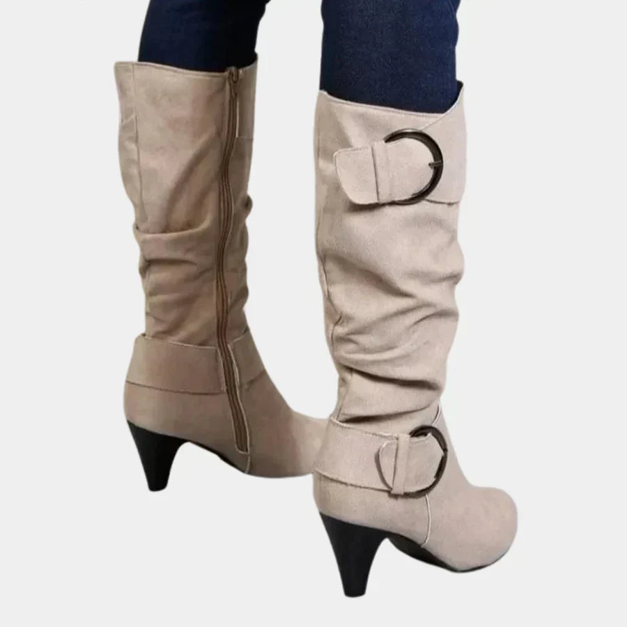 Bottes Hautes à Talons Zipées Tendance pour Femme