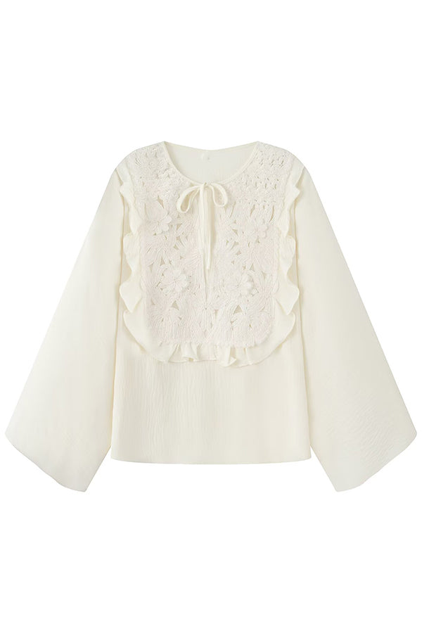 Chemise en maille décontractée à taille nouée avec détail en point ajouré