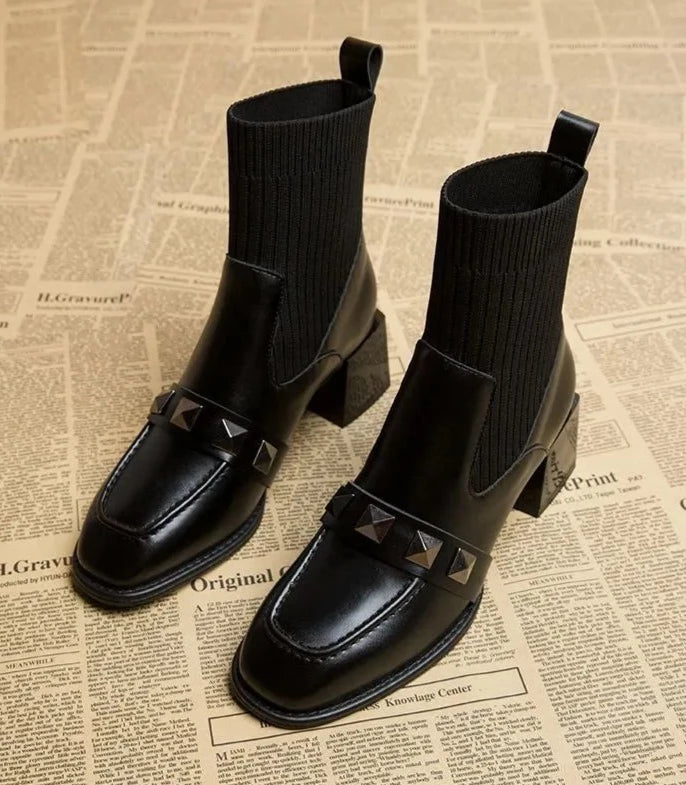 Bottines en cuir chic