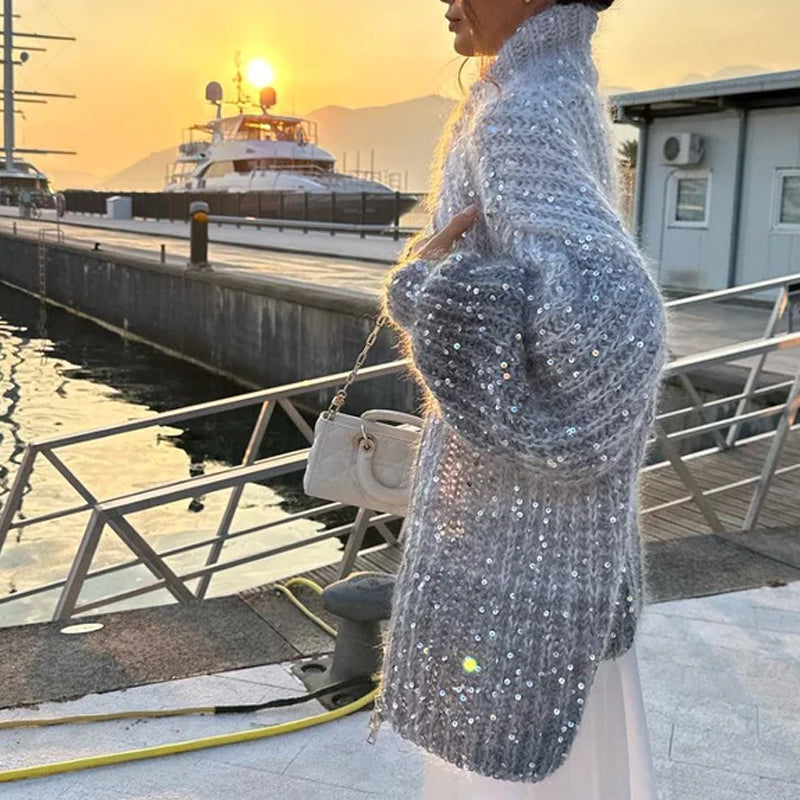 Cardigan en maille scintillante avec paillettes glitter