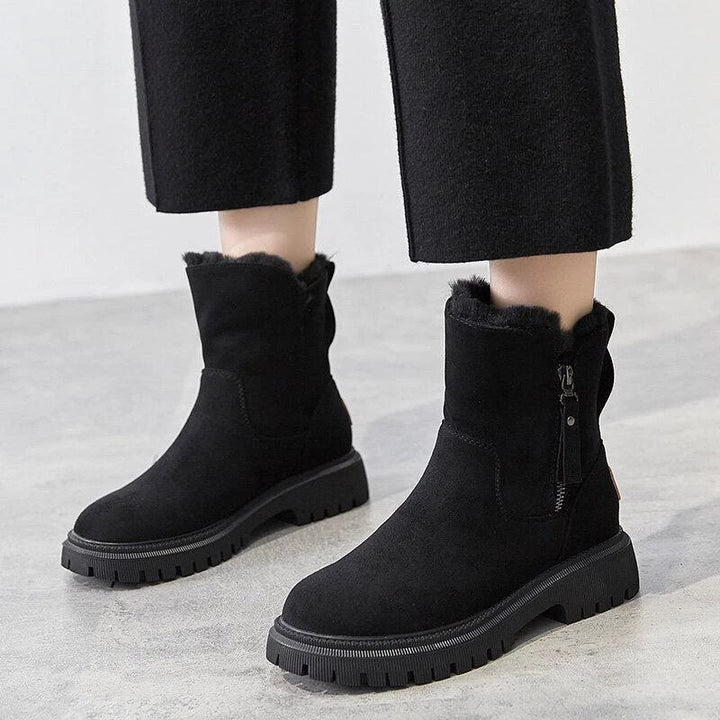 Bottes chevilles chics effet daim avec doublure en fourrure confortable
