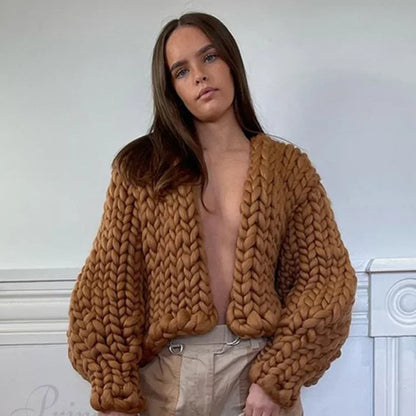 Cardigan décontracté en tricot torsadé uni confortable