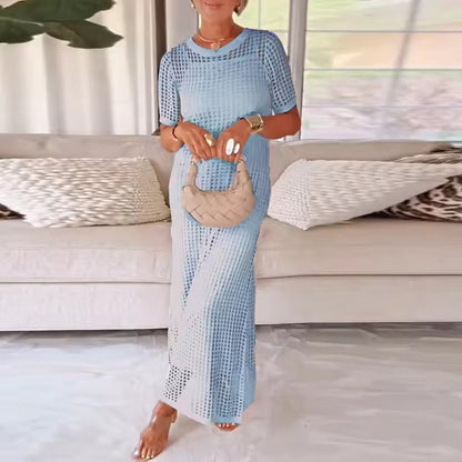 Robe Chic Deux-Pièces à Découpes avec Col Rond