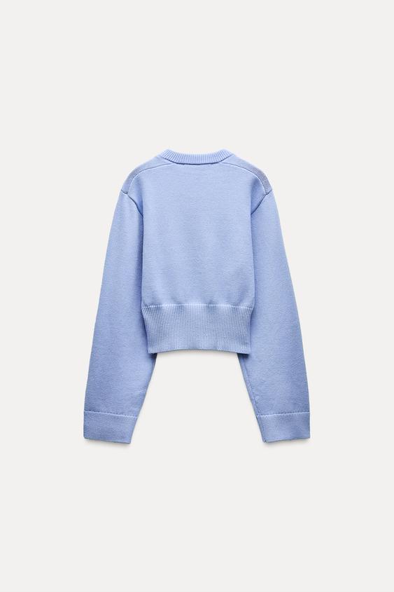 Pull Court Tricot à Col Rond Elégant pour Femmes