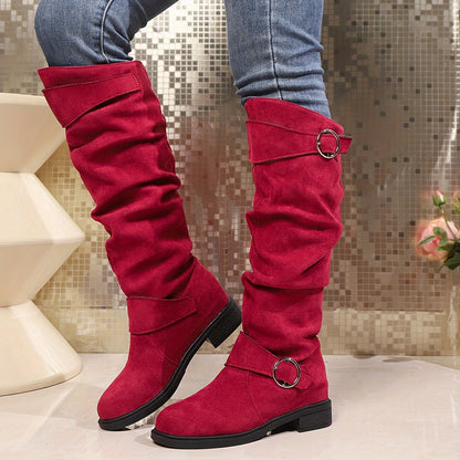 Bottes Confortables Hautes avec Boucle pour Femmes