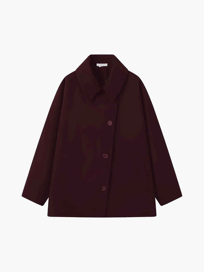 Manteau d'hiver oversize pour femmes avec col à revers et boutons asymétriques