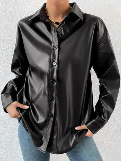 Veste aviateur en cuir vintage avec revers et fermeture à boutons