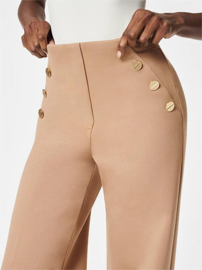 Pantalon large taille haute avec confort ventre caché