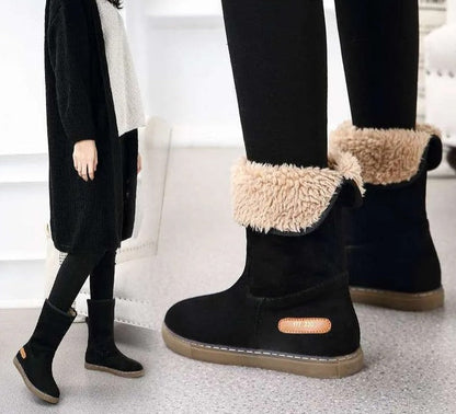 Bottes Hautes en Velours et Fourrure pour Femmes