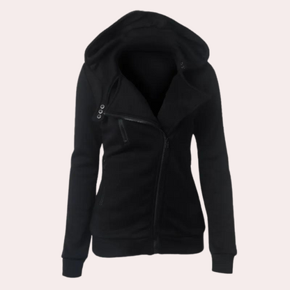 Veste Hiver Ajustée à Zip Asymétrique pour Femme