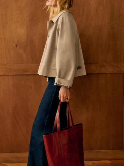 Trench-coat classique à carreaux avec col rabattu