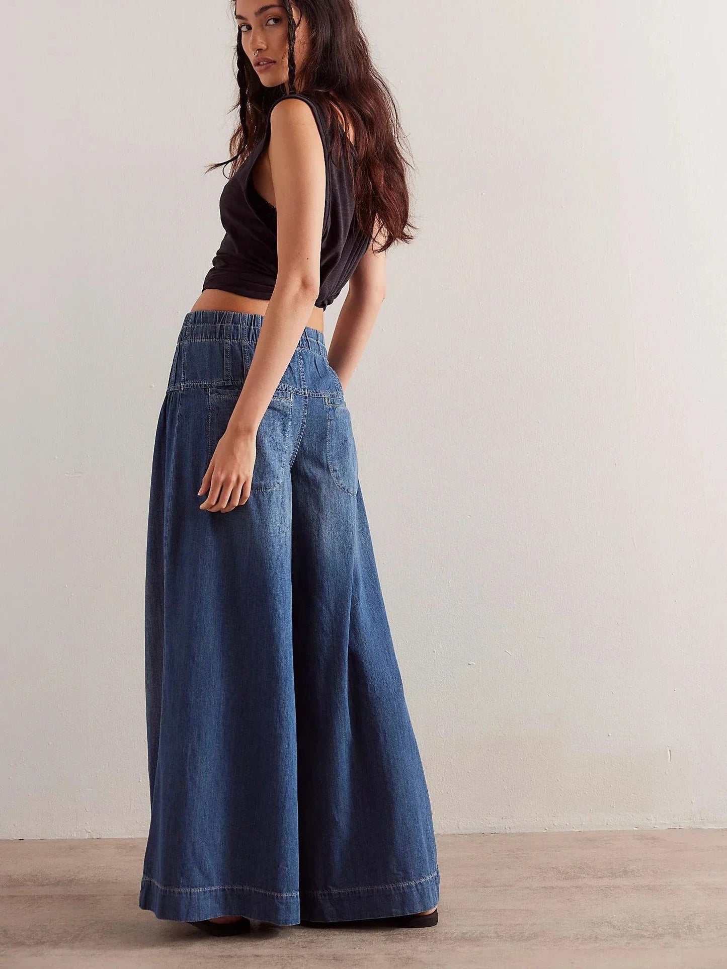 Jeans décontractés à jambe large et coupe ample