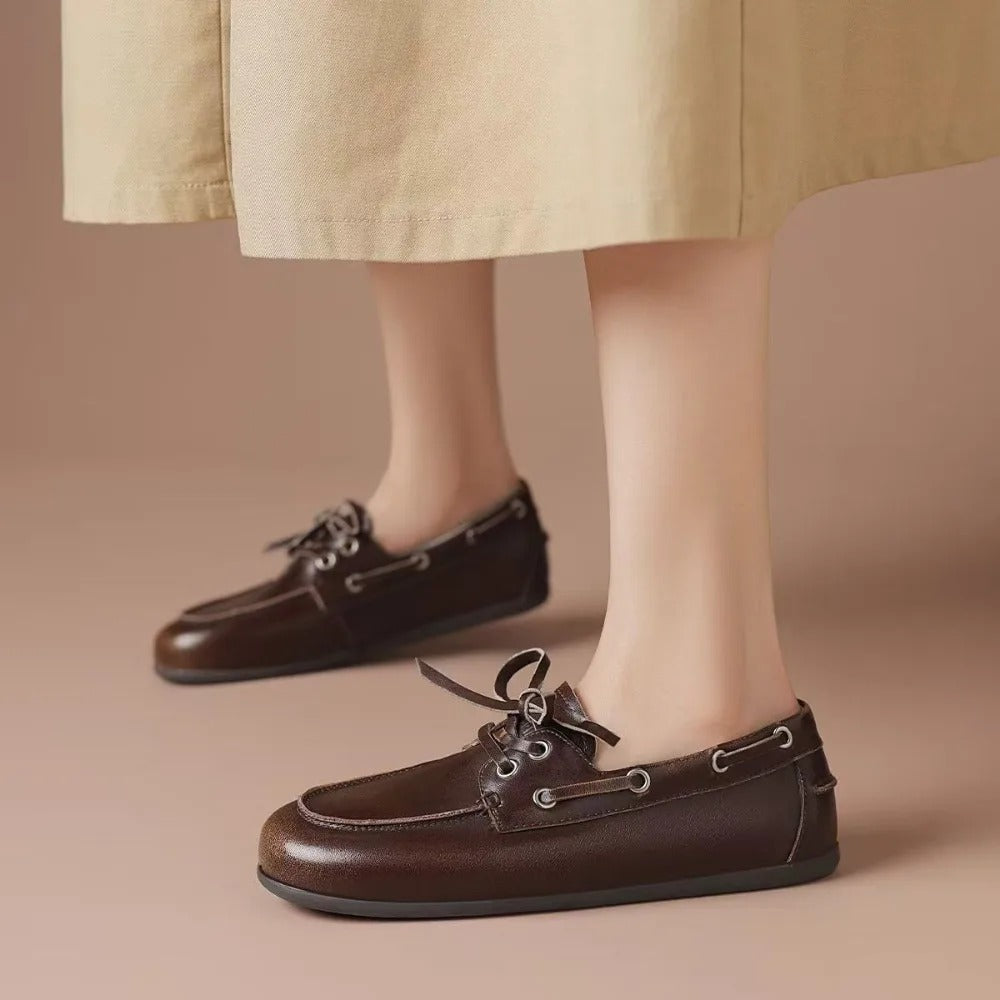 Mocassins plats classiques en cuir pour femmes