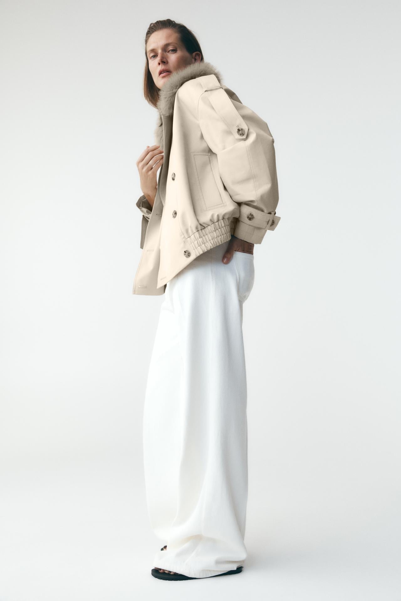 Manteau trapèze chic en fausse fourrure