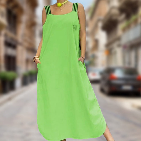 Robe maxi fluide avec larges bretelles et poches