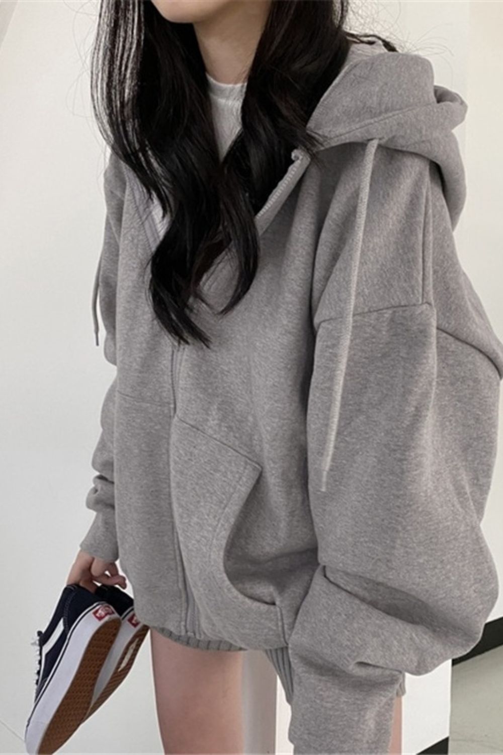 Sweat à capuche oversize uni style coréen