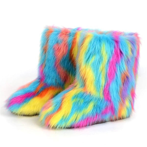 Bottes Rétro Y2K Fluffées Givrées