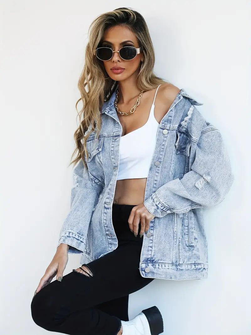 Veste en Jean Oversize Tendance pour Femmes