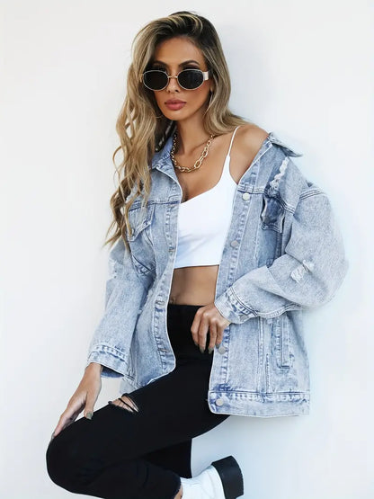 Veste en Jean Oversize Tendance pour Femmes