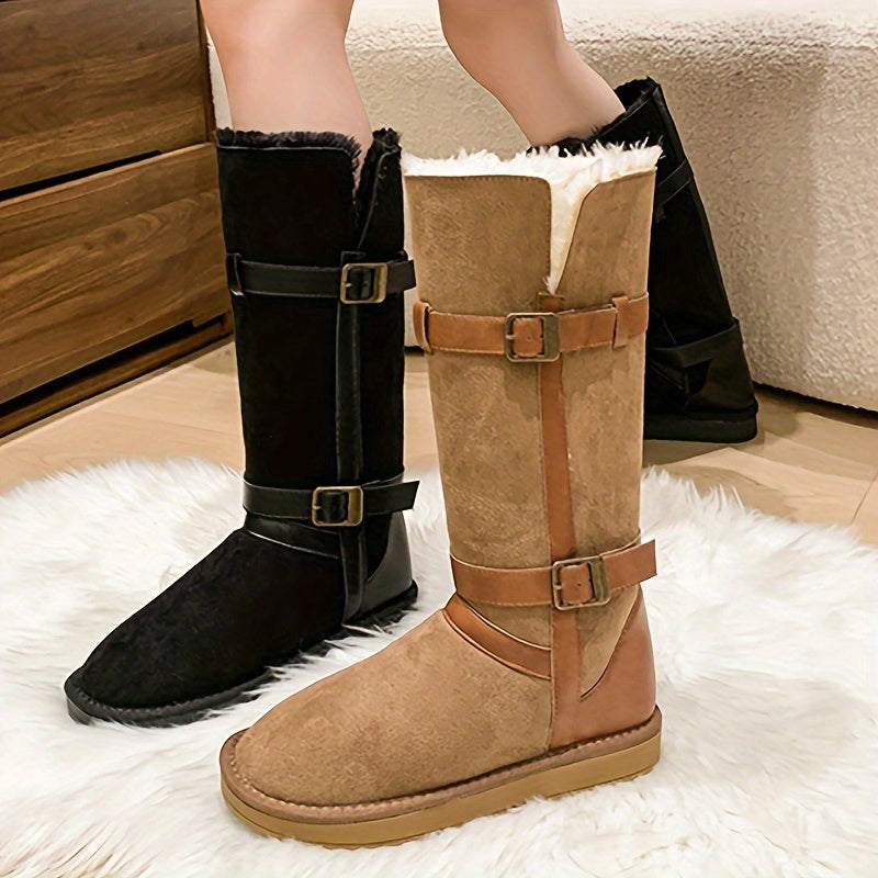 Bottes Mi Mollet Doublées en Tissu pour Femmes