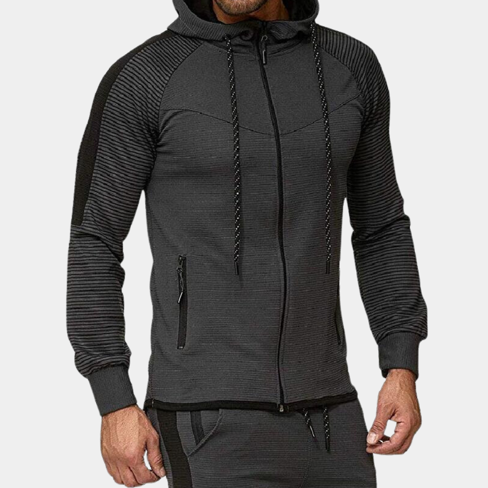 Cardigan à Capuche Zippé Ajusté Moderne pour Homme