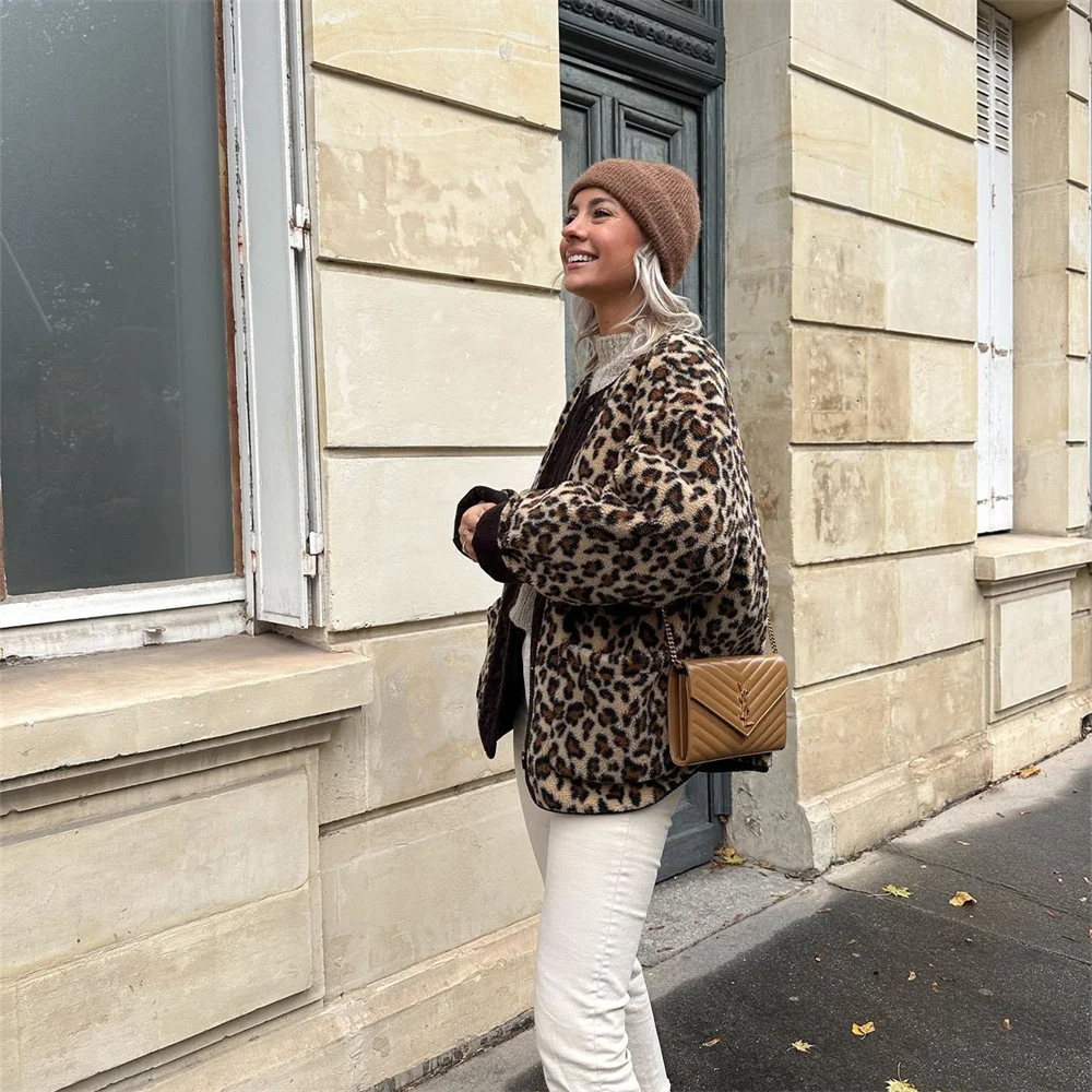 Veste Printanière Chic à Imprimé Léopard pour Femmes