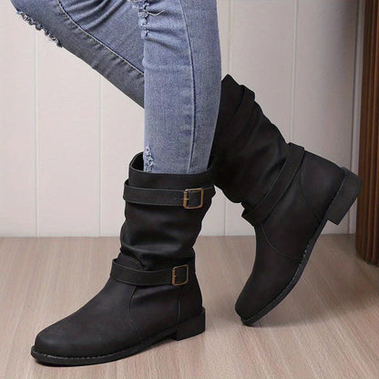 Bottes chevilles en cuir chic avec détail boucle