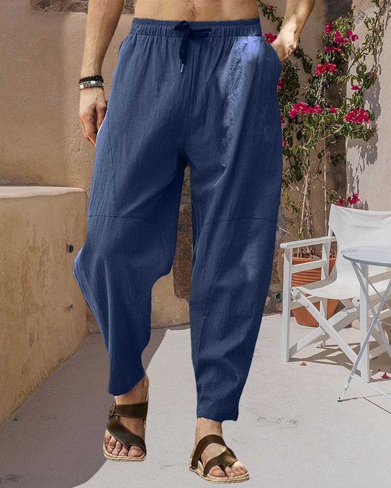 Pantalons Amples en Tissu Aéré Hommes Avec Taille Élastique