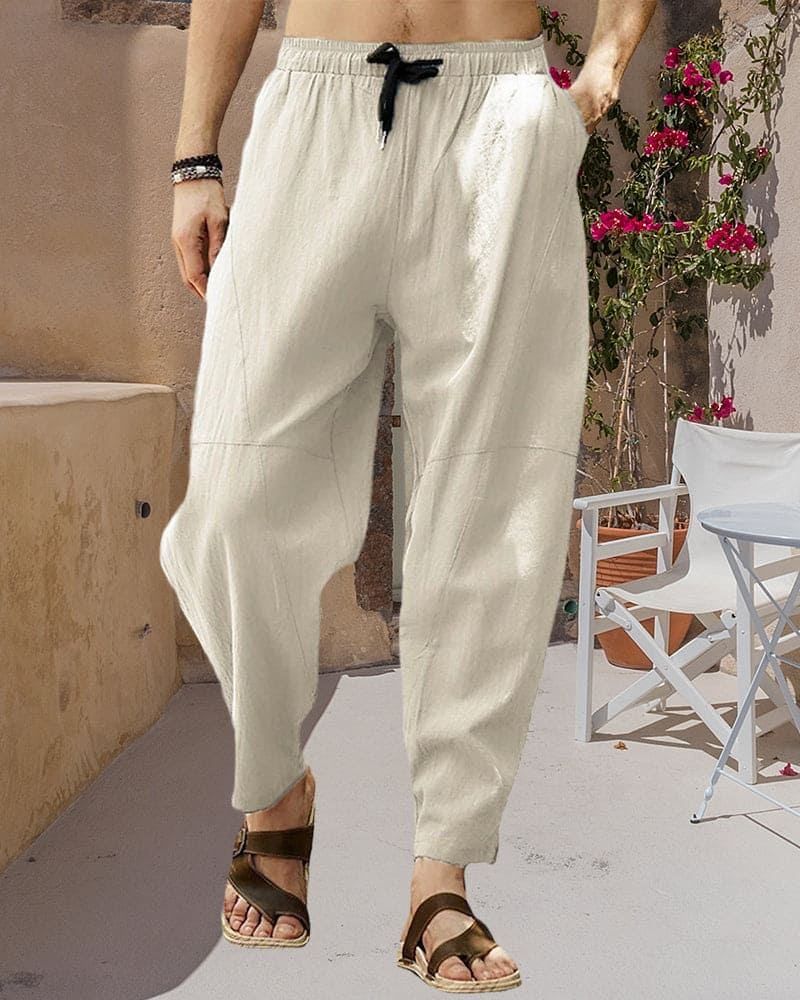 Pantalons Amples en Tissu Aéré Hommes Avec Taille Élastique