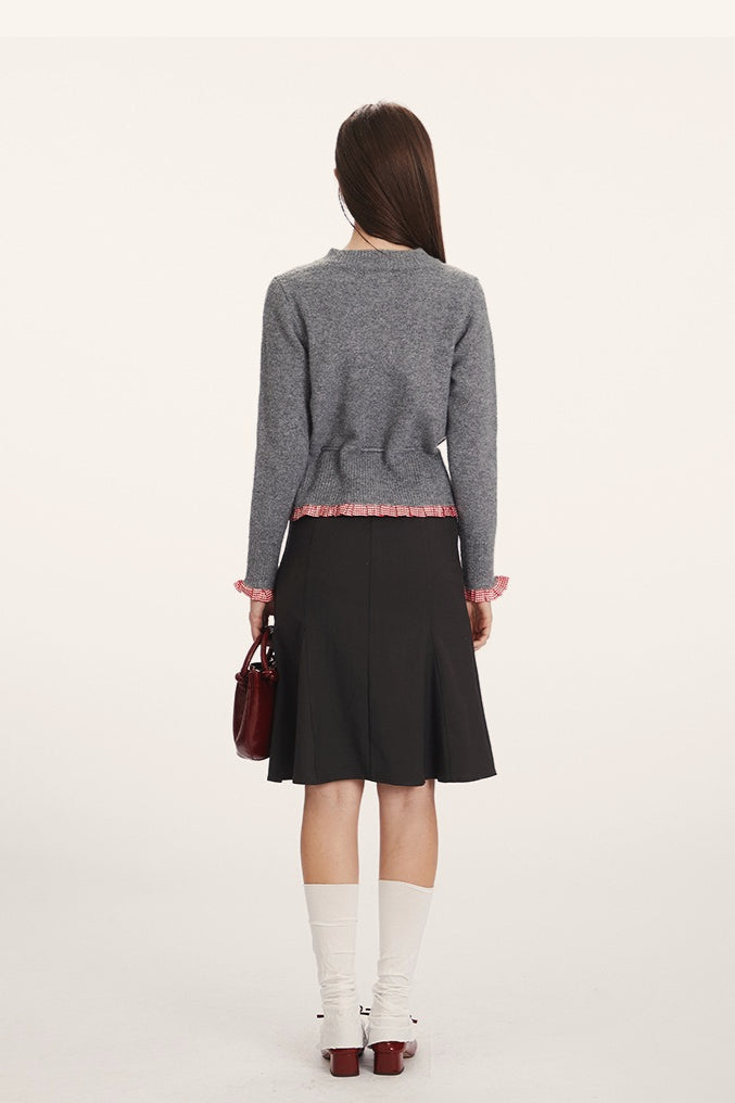 Cardigan en tricot cintré à taille fine avec design à panneaux