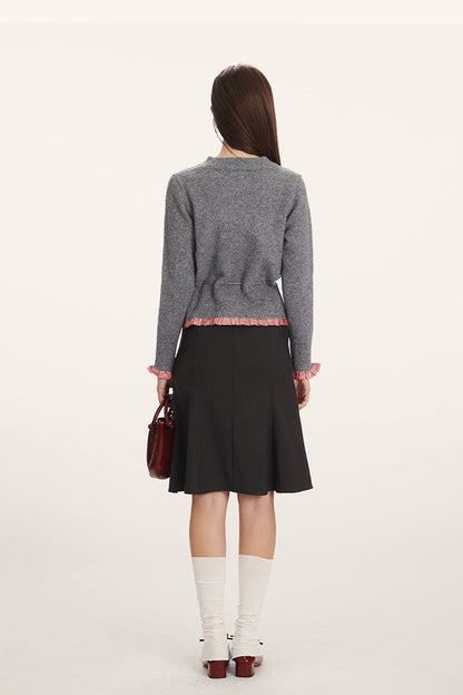 Cardigan en tricot cintré à taille fine avec design à panneaux