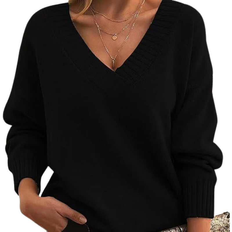 Pull Décontracté Doux Luxe pour Femme à Col en V