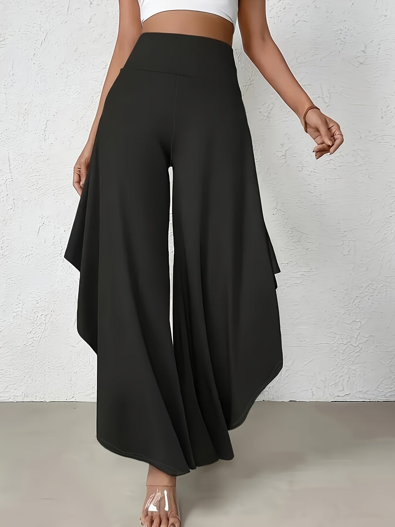 Pantalon large moderne à ourlet asymétrique pour femmes