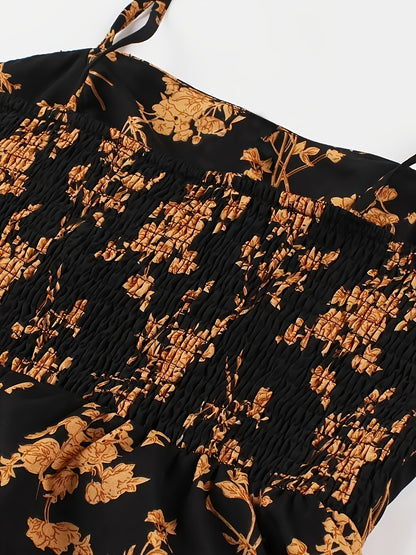 Robe Florale Sans Manches À Col Cœur Pour Femme