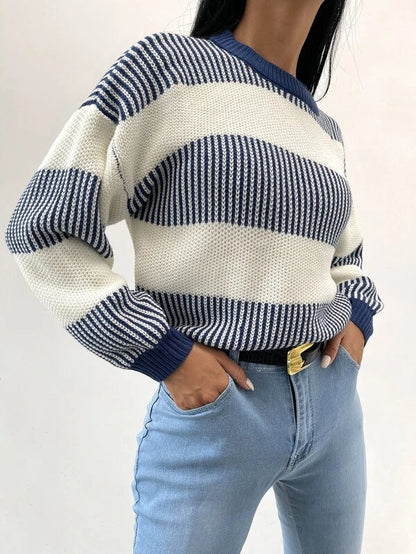 Pull en Maille Rayée Confortable et Stylé pour Femmes