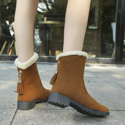 Bottes courtes en peluche douillette pour femmes, chaleur hivernale