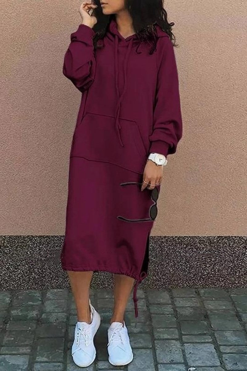 Robe décontractée avec capuche et coupe ample femmes