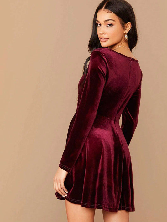 Robe En Velours À Manches Longues Pour Femme