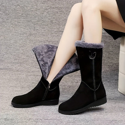 Bottes d'hiver élégantes doublées de laine polaire femmes