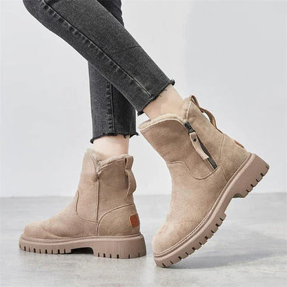 Bottes chevilles chics effet daim avec doublure en fourrure confortable