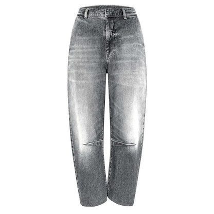 Veste en jean décontractée ceinturée avec col montant et manches longues