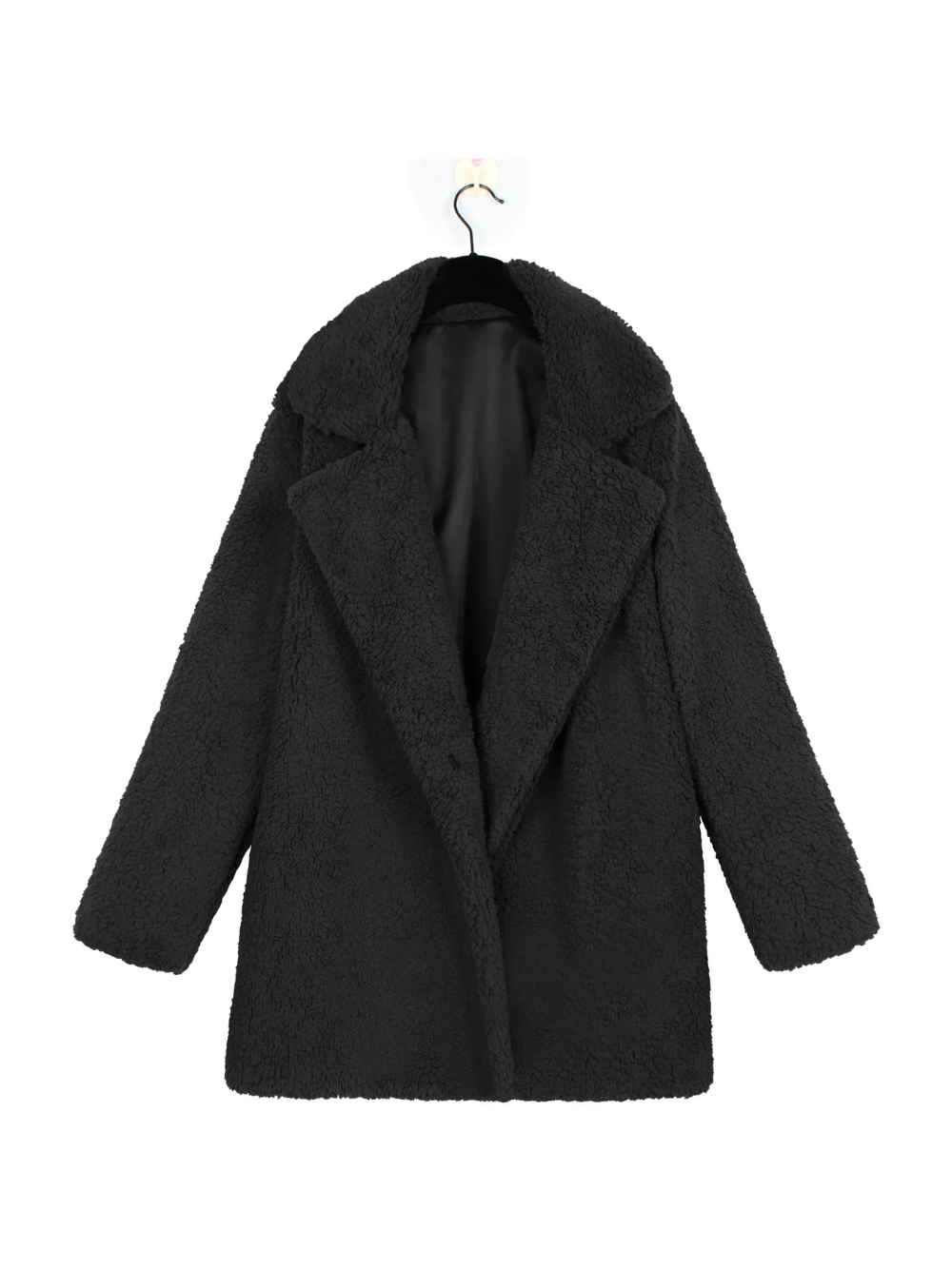 Manteau court en peluche teddy douillet avec col revers pour femme