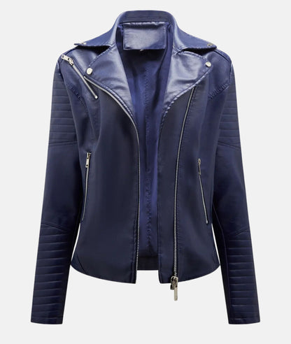 Veste de motard femme chic en cuir synthétique