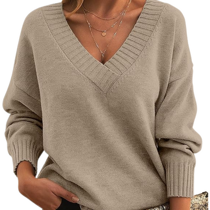 Pull Décontracté Doux Luxe pour Femme à Col en V