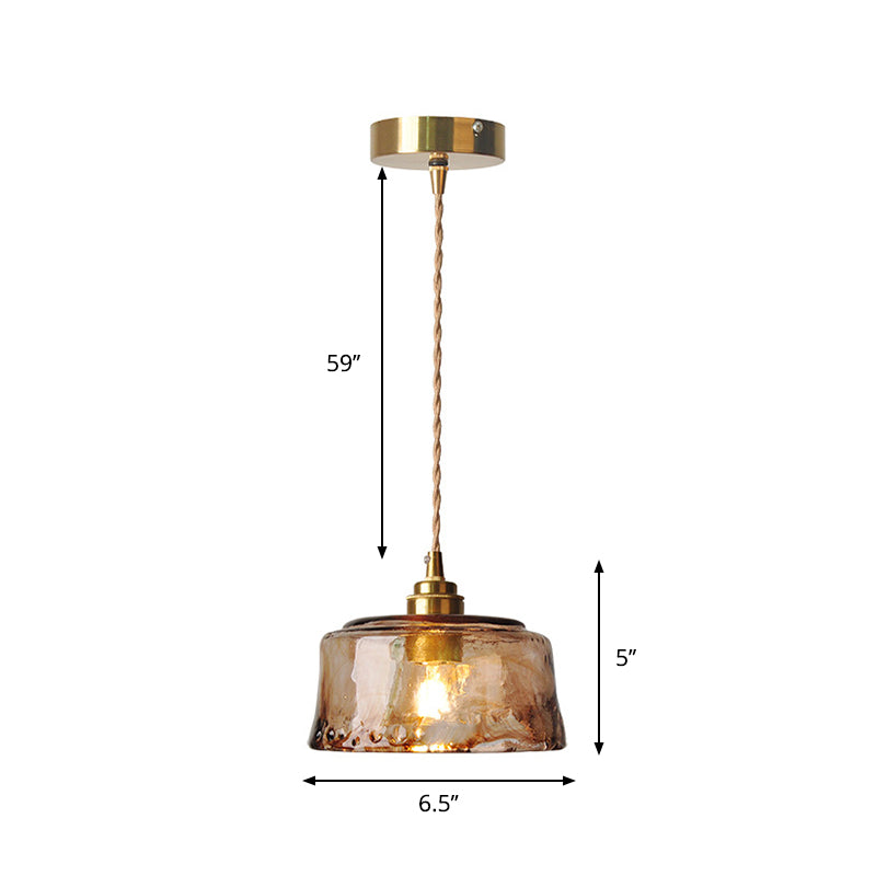 Suspension Rustique en Verre d'Albâtre Ambré